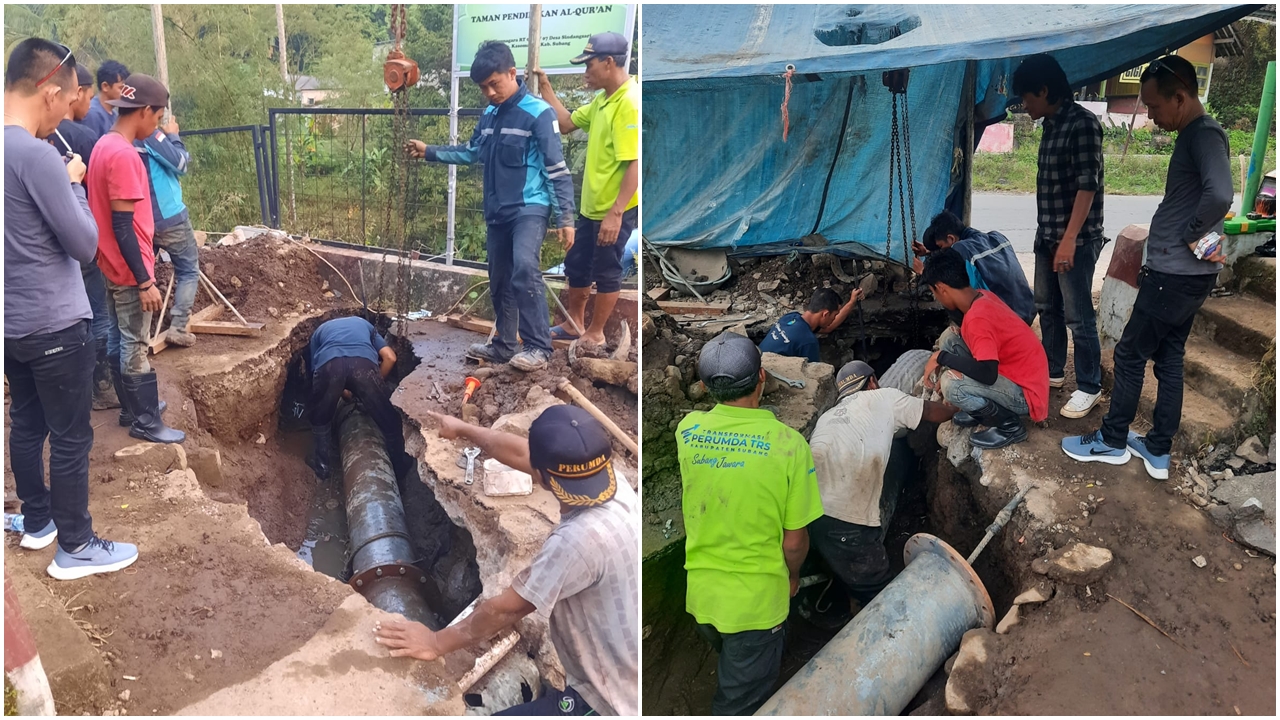 Perbaikan Pipa Transmisi diameter 300 mm di Kasomalang Wilayah Pelayanan Jalancagak