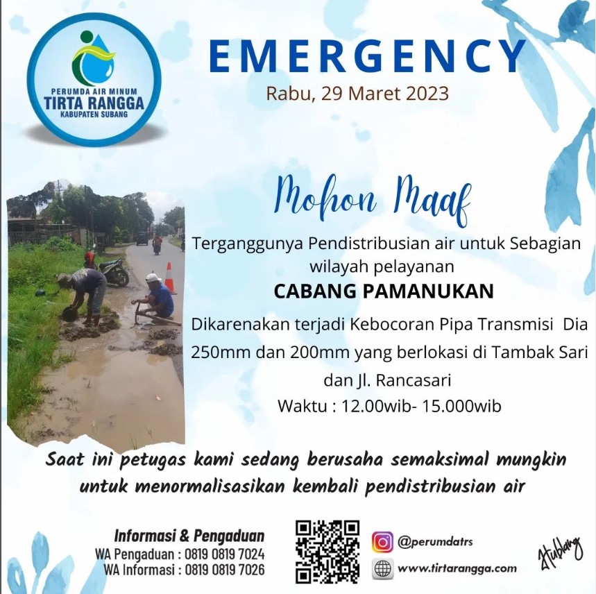 GANGGUAN PENDISTRIBUSIAN AIR BERSIH WILAYAH PELAYANAN CABANG PAMANUKAN